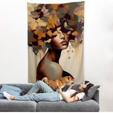 Çiçek Başlı Soyut Kadın Duvar ÖRTÜSÜ-7832