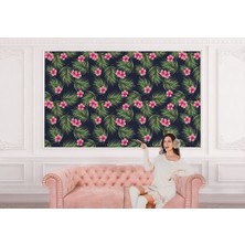 Tropikal Çiçekli Ağaç Yaprakları Duvar KAĞIDI-5561