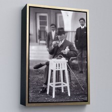 Çerçeveli Atatürk Portre Tablosu Mustafa Kemal Atatürk Dikdörtgen Dekoratif Kanvas TABLO-124