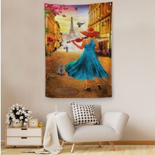 Paris De Etfel Kulesine Karşı Keman Çalan Kız Duvar Örtüsü - HALISI-6006