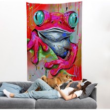 Sevimli Pembe Kurbağa Duvar ÖRTÜSÜ-7838