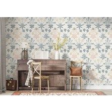 Ky Özel Pastel Renkli Yapraklar Çiçekler Duvar KAĞIDI-5643