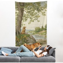 Manzarayı Izleyen Yalnız Köpek Duvar ÖRTÜSÜ-7525