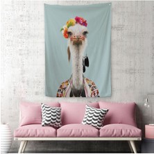 Insan Kıyafetli Deve Kuşu Dekoratif Duvar Örtüsü - Halısı -6286