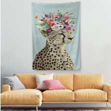 Çiçek Taçlı Kraliçe Çita Duvar Örtüsü - HALISI-6090