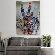 Graffiti Zafer Işareti Bansky Duvar Örtüsü Halısı Graffiti Sokak Sanatı 5309