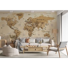 Dünya Haritası Duvar Kağıdı Detaylı Ülke ve Başkentli İNGILIZCE-2545