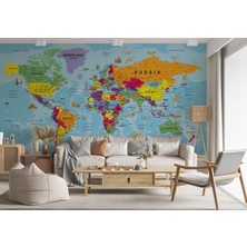 Detaylı Ingilizce Dünya Haritası Duvar Kağıdı -1990