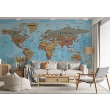 Detaylı Ingilizce Dünya Haritası Duvar Kağıdı -2183