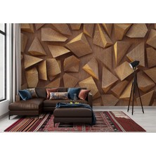 Hg 3D Ahşah Geometrik Desenli Duvar KAĞIDI-5624