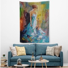 Keman Çalan Kadın Dekortif Duvar Örtüsü - HALISI-6233