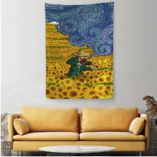 Vincent Van Gogh Temalı Illüstrasyon Duvar ÖRTÜSÜ-HALISI-6361