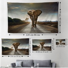 Duvar Örtüsü / Halısı Yürüyen Fil Kaliteli Kanvas Kumaş -3959