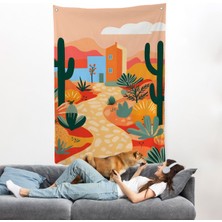 Pastel Tonlardaki Minimalist Meksikan Duvar ÖRTÜSÜ-7671