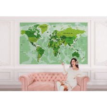 MODAGOS068  Renkli Dünya Haritası Duvar Kağıdı Detaylı Ülke ve Başkentli İNGILIZCE-2509