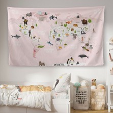 Eğitici Dünya Haritası Dünya Atlası Çocuk ve Bebek Odası Duvar Örtüsü-Halısı 3795