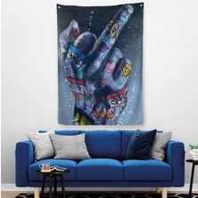 El Hareketi Hip Hop Posteri, Orta Parmak Hareketi Sokak Sanatı, Duvar Örtüsü - HALISI-5315
