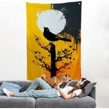 Ağaç Üstündeki Soyut Kuş Duvar ÖRTÜSÜ-7660