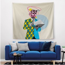 Çizgi Roman Kahramanı Kahvesini Yudumluyor Pop Art Kanvas Duvar ÖRTÜSÜ-HALISI-5800