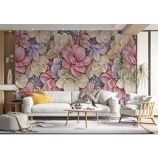 Büyük Yapraklı Dekoratif Desenli Çiçek Duvar KAĞIDI-5632