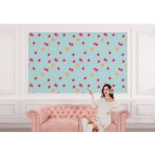 Mavi-Pembe Fonlu Duvar KAĞIDI-5571