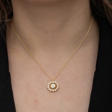 Stil Love Gümüş Gold Güneş Kadın Kolye