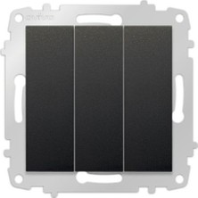 9 Adet Grano Metalik Siyah Üçlü Anahtar Çerçevesiz Paket/set