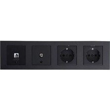 Ovivo Grano Siyah Dörtlü Set Numerins (Telefon)+Tv+Priz+Priz