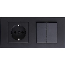 Ovivo Grano Siyah Ikili Set Topraklı Priz + Komütatör