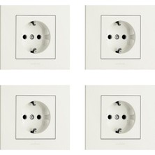 Ovivo Grano Beyaz Topraklı Priz Çerçeveli 4 Adet