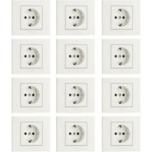 12 Adet Ovivo Grano Beyaz Topraklı Priz Çerçeve Dahil*