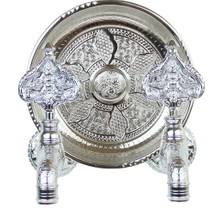 Fkn Ikili Hamam Taslı Desenli Perlatörlü Parlak Krom Osmanlı Musluk