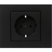 Ovivo Grano Siyah Topraklı Priz Çerçeveli