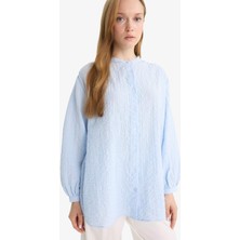 DeFacto Relax Fit Bisiklet Yaka Gofre Dokulu Uzun Kollu Tunik D4145AX25AU