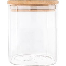 Royaleks Group Bambu Kapaklı Cam Kavanoz Saklama Kabı 8,5x6 cm -BLS6580