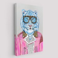 Pamuk's Design Tüketim Bağımlısı Pembe Ceketli Kaplan Duvar TABLOSU-6156