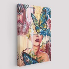 Pamuk's Design Renlki Sürreal Kadın Portresi Dekoratif Duvar TABLOSU-6297