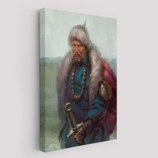 Pamuk's Design Cengiz Han Moğol Ordular Komutanı Yağlıboya Dekoratif Kanvas TABLO-5965