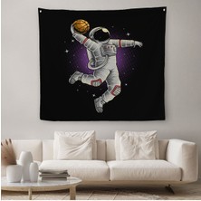 Ay'da Basketbol Oynayan Astronot Kanvas Duvar ÖRTÜSÜ-HALISI-5068