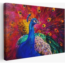 Pamuk's Design Çok Renkli Tavus Kuşu Modern Sanat Kanvas Duvar TABLOSU-1112