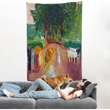 Pamuk's Design Edvard Munch - Parkta Flört Duvar ÖRTÜSÜ-7303