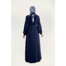 Birit Detaylı Düğmeli Ferace 6043 Lacivert