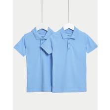 Marks & Spencer Saf Pamuklu 2'li Polo Yaka T-Shirt (2-16 Yaş)