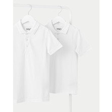 Marks & Spencer Saf Pamuklu 2'li Polo Yaka T-Shirt (2-16 Yaş)