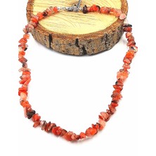 'akik'' Doğal Taş Çelik Zincirli Lüks Kolye