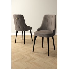 Mabel Siyah Mermer Desen 80X132 Açılabilir Mdf Masa Yemek Odası Takımı, Mutfak Takımı 6 Adet Sandalye