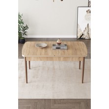 Mabel Meşe Desen 80X132 Açılabilir Mdf Masa Yemek Odası Takımı, Mutfak Takımı 4 Sandalye, 1 Bench