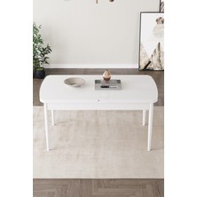 Mabel Beyaz 80X132 Açılabilir Mdf Masa Yemek Odası Takımı, Mutfak Takımı 4 Sandalye 1 Bench