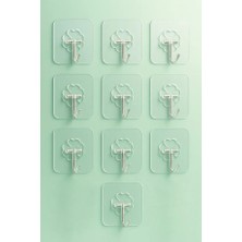 Sas Haus Askı Askılık 10 Adet Güçlü Şeffaf Duvar Askısı Askılığı Yapışkan Vantuz Kanca Mutfak Banyo Aksesuar Sticker
