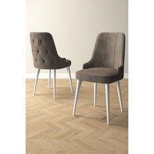 Mabel Beyaz 80X132 Açılabilir Mdf Masa Yemek Odası Takımı, Mutfak Takımı 6 Adet Sandalye